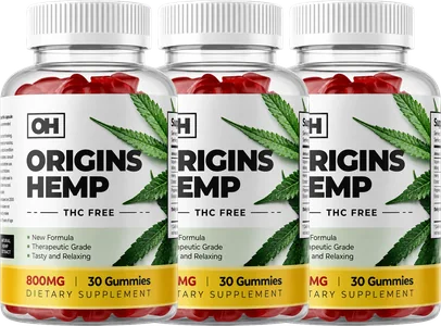Three bottles of Origins Hemp Gummies